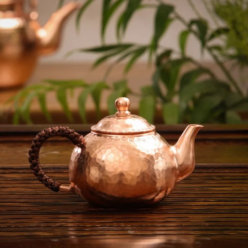 Red Copper Teapot Chinese Tea Ceremony Handmade Teapot Pure Tea Kung Fu Tea Set Retro Keep in Good Health Tea Kettle Teaware